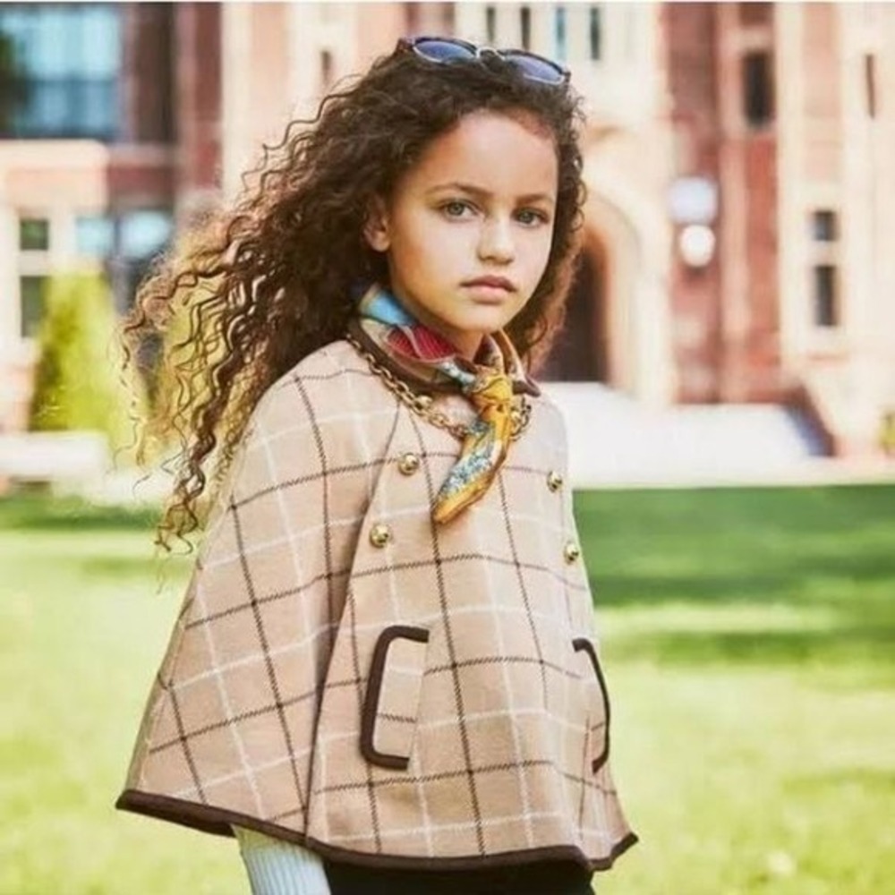 Janie and Jack‎ Plaid Brushed Twill Cape New with tag 5-6T